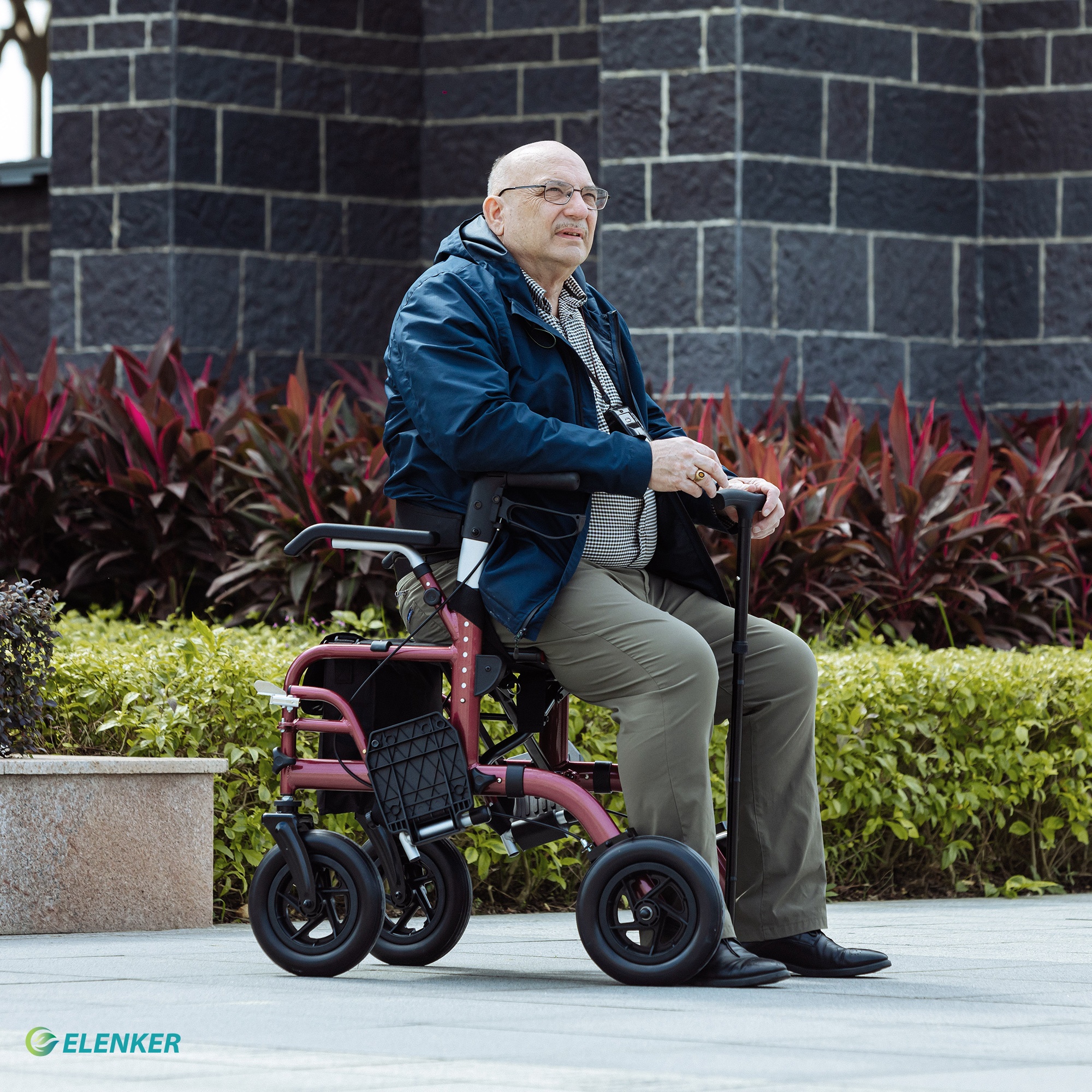 How do you fold Elenker All-Terrain 2 in 1 Rollator Walker